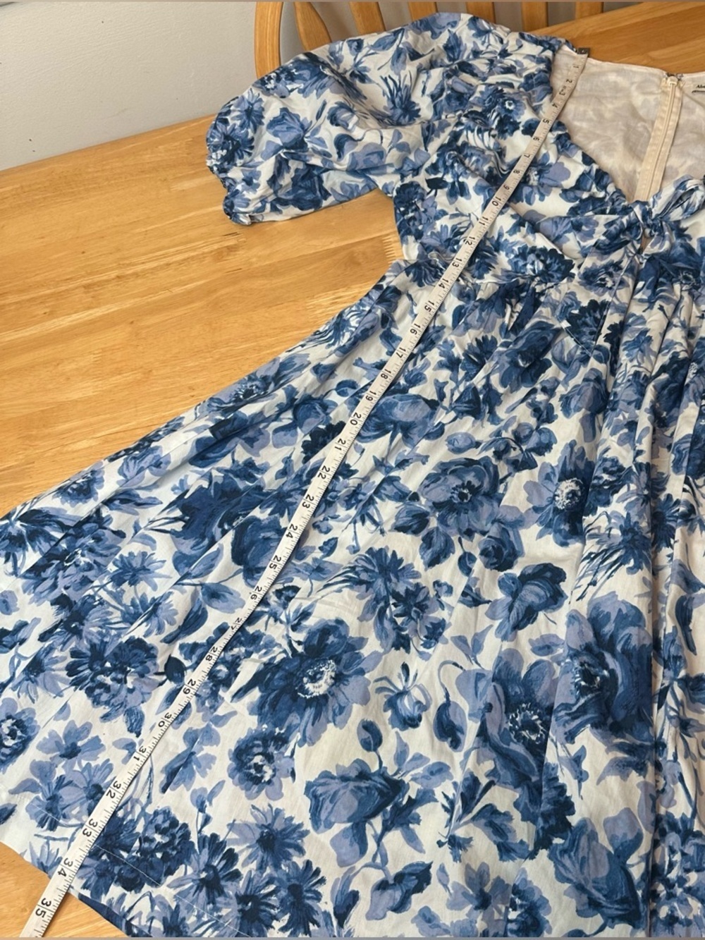Abercrombie & Fitch A&F Cinch Front Poplin Blue Floral Mini Dress Size MT Medium - Picture 5 of 9